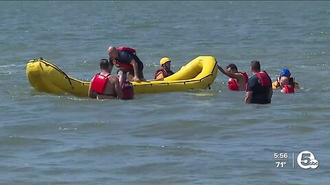 Cleveland Fire training all companies on water rescues as they respond to more.