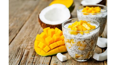 Chia seed and mango pudding