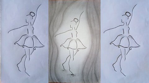 how to draw dancing girl easy