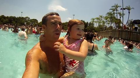 Toddler Girl's Hilarious Reaction To Her First Wave Pool