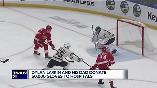 Dylan Larkin donates 50,000 gloves to hospitals