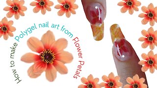 How to make Polygel nail art from Flower Petals