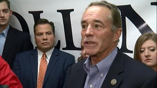 Chris Collins speaks to reporters after winning re-election in New York's 27th Congressional District