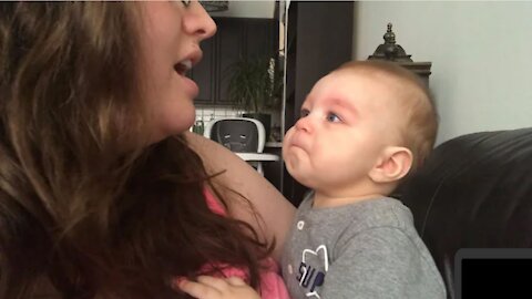 Baby Gets Emotional When Mom Sings Opera | Cute toddler reaction while mommy sings