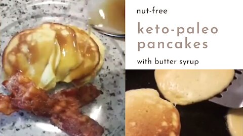 Nut-Free Coconut Flour Keto Paleo Pancakes with Butter Syrup