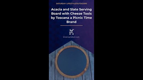 Acacia and Slate Serving Board with Cheese Tools by Toscana a Picnic Time Brand