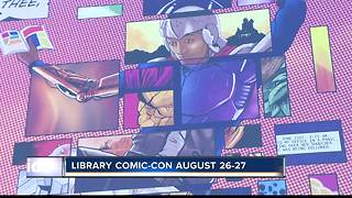 Comic con mural at Boise Library