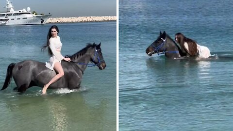 A Girl Horse Riding In Water 😍😍😍