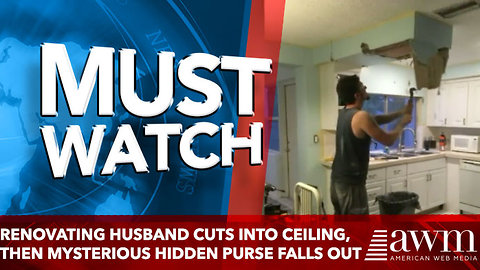 Renovating Husband Cuts Into Ceiling, Then Mysterious Hidden Purse Falls Out With Photo Album