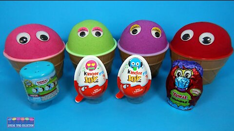 4 Color Kinetic Sand in Ice Cream Cups Surprise Toys Yowie Kinder Joy Thomas Kinder Surprise Eggs