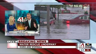 Dangerous flash flooding shuts down KC metro roads, carries vehicles off roadways