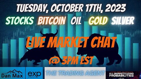 Live Market Chat for Tuesday, October 17th, 2023 for #Stocks #Oil #Bitcoin #Gold and #Silver