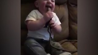 Baby Can't Stop Laughing at Duck Call