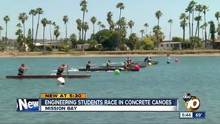 Engineering students race concrete canoes