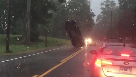 Car In Weird Position Confused Drivers On Connecticut Road