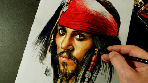 How to draw Johnny Depp as Captain Jack Sparrow