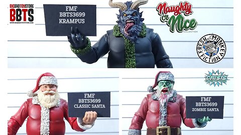 Fresh Monkey Fiction Naughty or Nice Collection BBTS Classic Santa, Zombie Santa, & Krampus Review