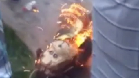 Epic Piñata Fail Ends with Backyard Fire