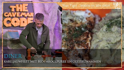 Diner: kabeljauwfilet met gepureerde bloemkool en oesterzwammen.