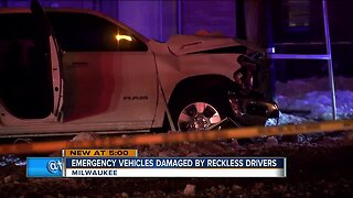 Emergency vehicles damaged by reckless drivers in Milwaukee