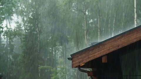Relaxing Rainy Cabin With No Thunder Sounds