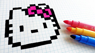 how to Draw Kawaii Kitty - Hello Pixel Art by Garbi KW