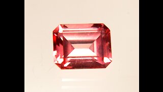 Czochralski Pulled Sapphire Pinkish Orange Padparadscha Emerald Cut