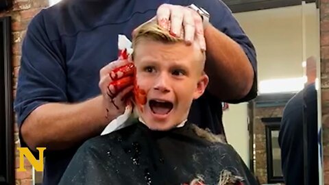 Barber Pranks Kid By Pretending He's Cut His Ear Off