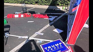 Van drives through pro-Trump Republican voter registration tent in Jacksonville