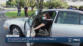 Students update donated car for family