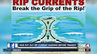 Dangerous rip current warning in effect for Lee and Charlotte counties