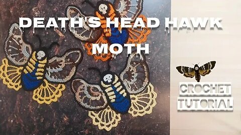 Crochet Death's Head Hawk Moth Tutorial (Skull, Lace, Butterfly, Applique) WOW!😍