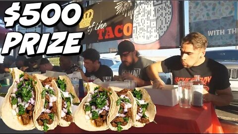 $500 Taco Eating Contest In Texas! Delicious Mexican Street Tacos | Man Vs Food