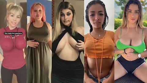 Big Bouncing boobs with no bra (•)(•),2024 New big bank tiktok challenge 🍑  🍒 