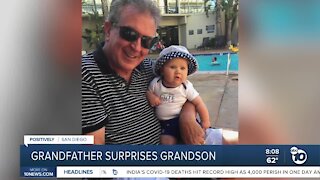 Grandfather surpirses grandson