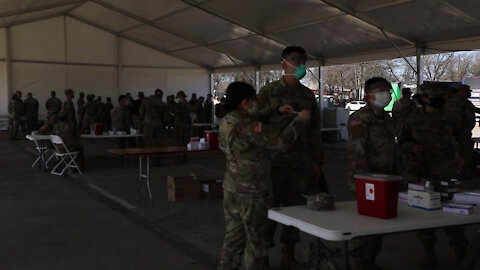 U.S. Army Soldiers conduct dry-run training at COVID-19 Community Vaccination Center