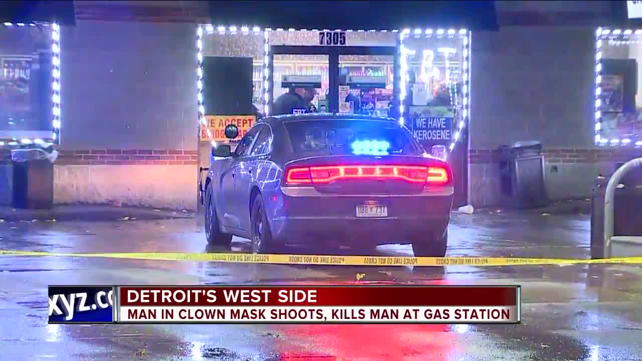 Man in clown mask shoots, kills man at Detroit gas station