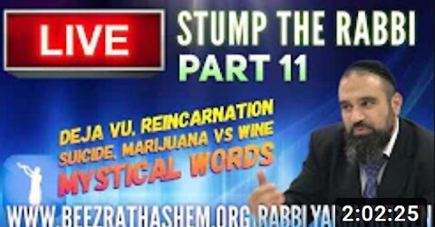 STUMP THE RABBI 11 Deja Vu, Reincarnation, SUICIDE, Marijuana vs WINE, Mystical Words
