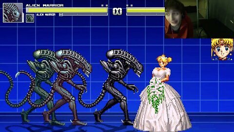 Aliens Xenomorph Warriors VS Sailor Moon In An Epic Battle In The MUGEN Video Game With Commentary