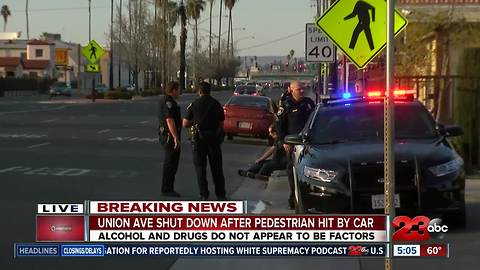 Bakersfield police investigating a vehicle versus pedestrian crash in Central Bakersfield