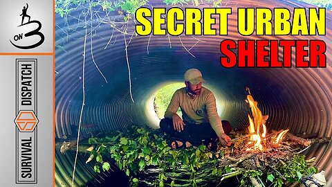 Urban Survival Shelter and Hidden Fire in a Creek Using Only an Axe