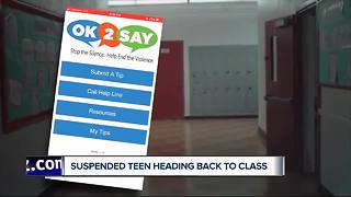 Teen suspended after using OK2SAY app to report overheard threat