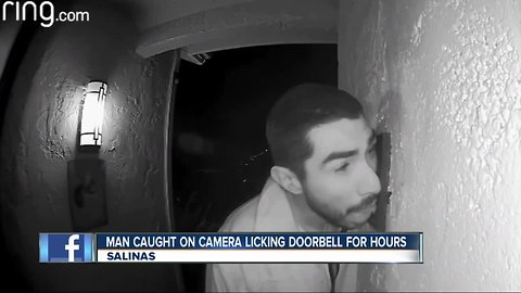 Caught on camera: Man licks doorbell for hours