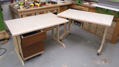 Two small desks with lots of screw-ups