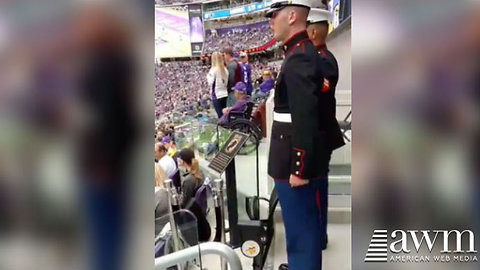 Anthem Protestors Shamed When Two Marines Stand And Salute Empty Seat