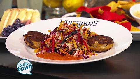 Firebirds Wood Fired Grill prepares Crab Cakes with Tortilla Slaw