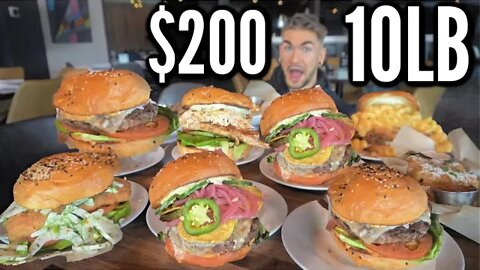 UNDEFEATED GOURMET BURGER CHALLENGE (10LB) | Cheeseburgers, Fried Chicken, Spicy Wings | Man Vs Food