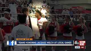 Football teams honoring Northeast High School player Jacquez Welch