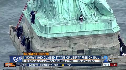 Woman who climbed Statue of Liberty free on bail