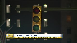 Several traffic lights out along Woodward Ave in downtown Detroit